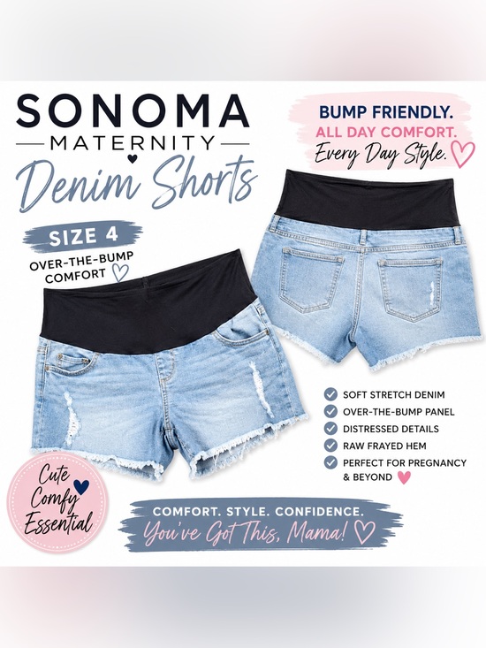 Sonoma Pants - Sonoma Maternity Denim Shorts Size 4 Light Wash Distressed Stretch Raw Hem